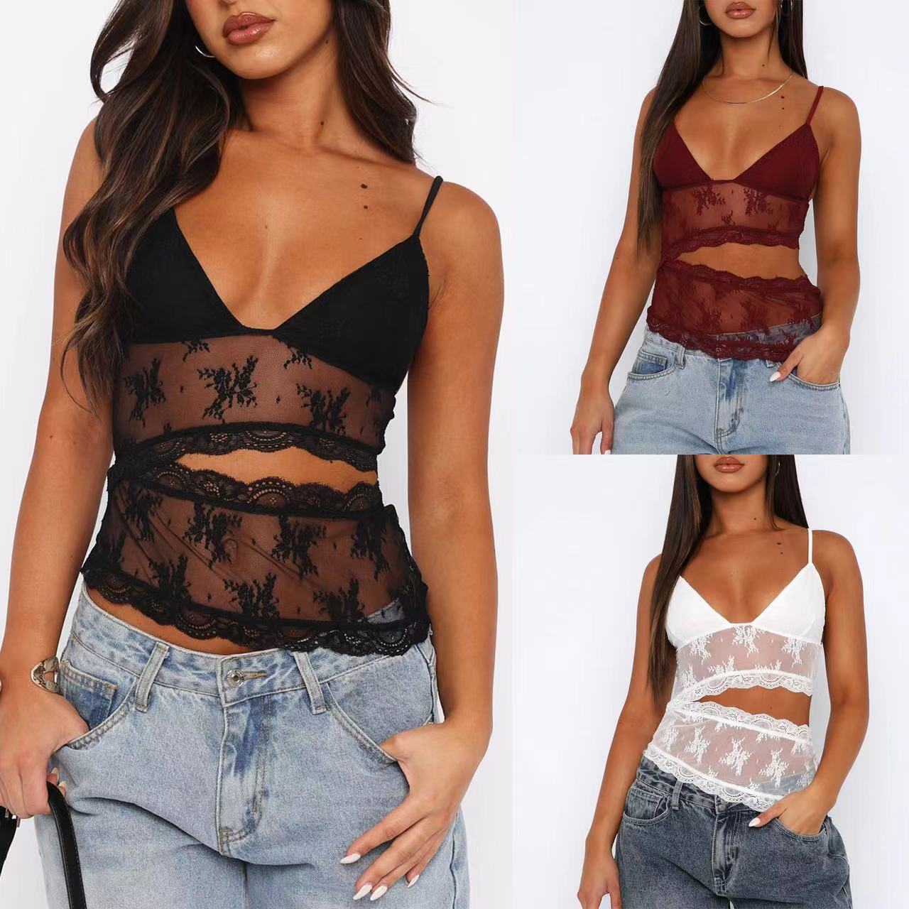 Lace Stitched Backless top