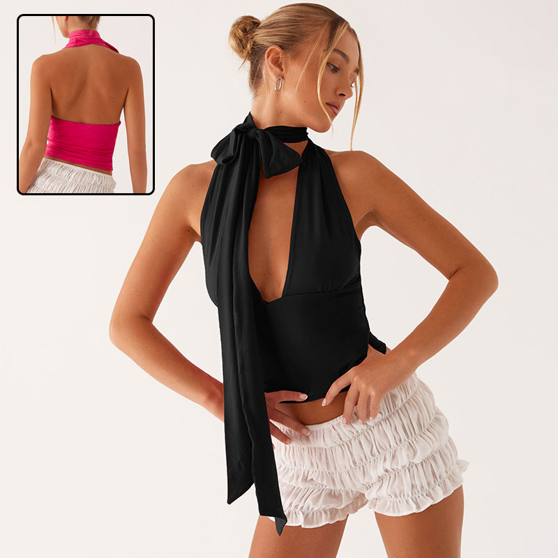 Deep V-neck Halter Top