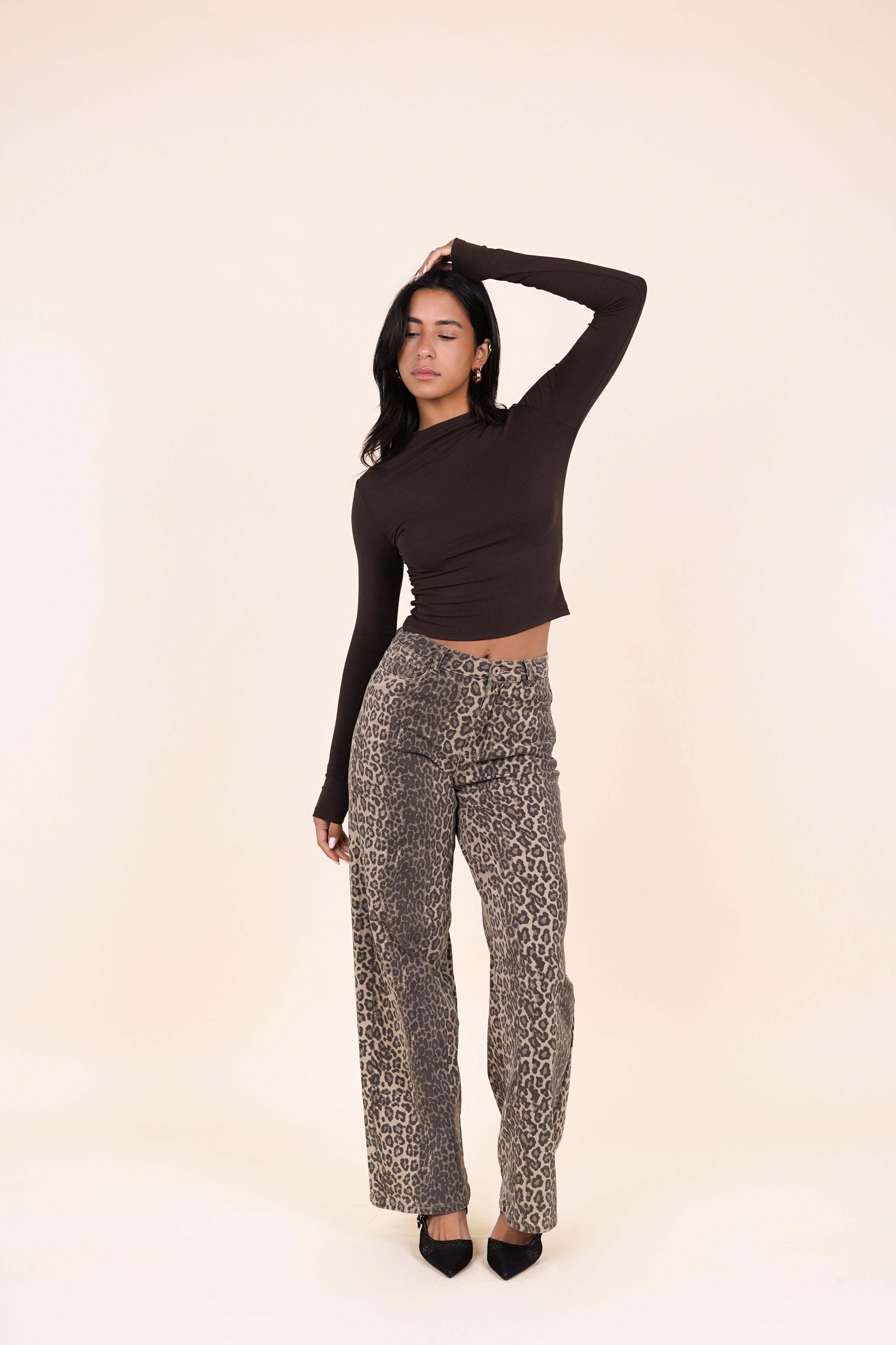 Basic top met turtleneck bruin - Jola