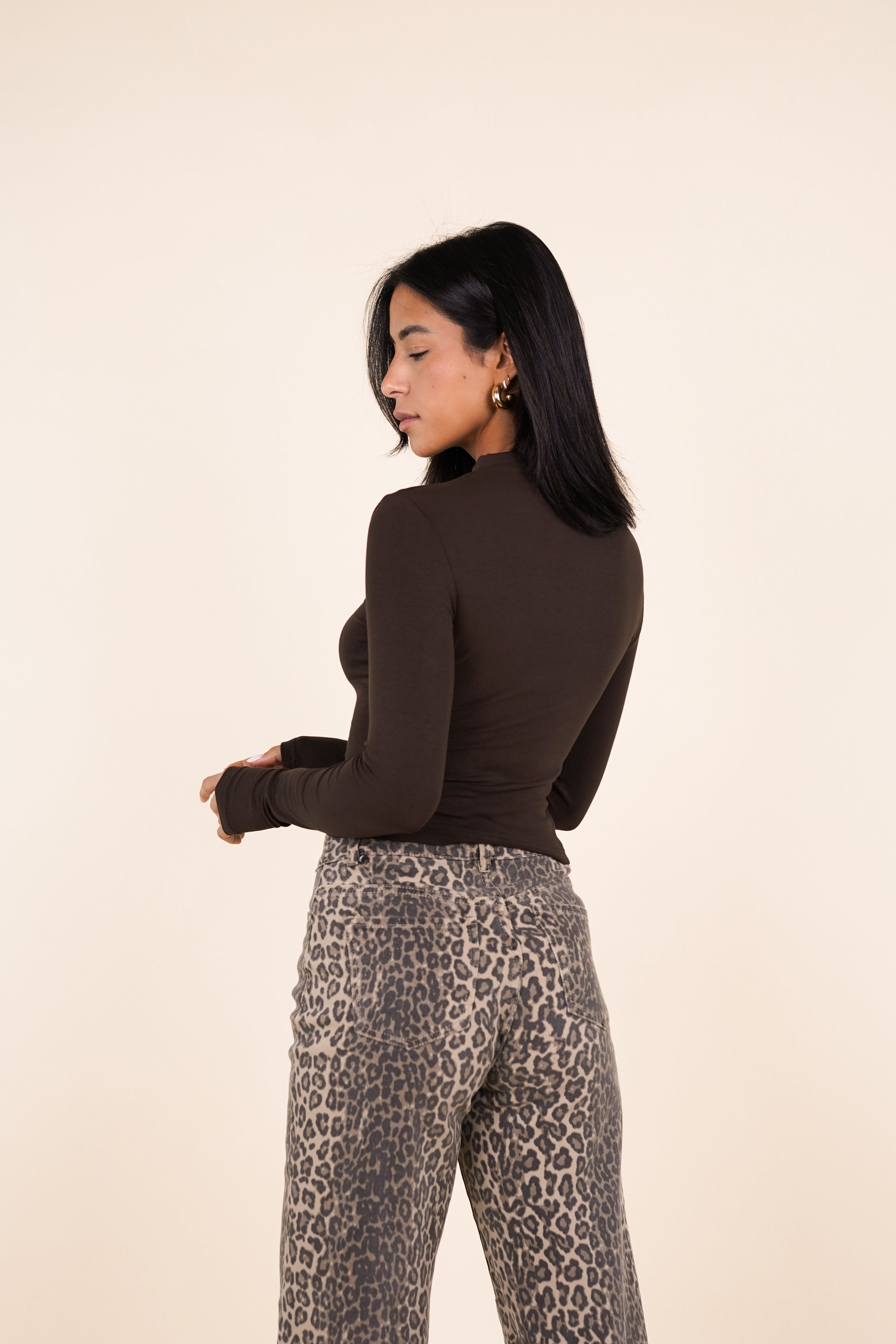 Basic top met turtleneck bruin - Jola