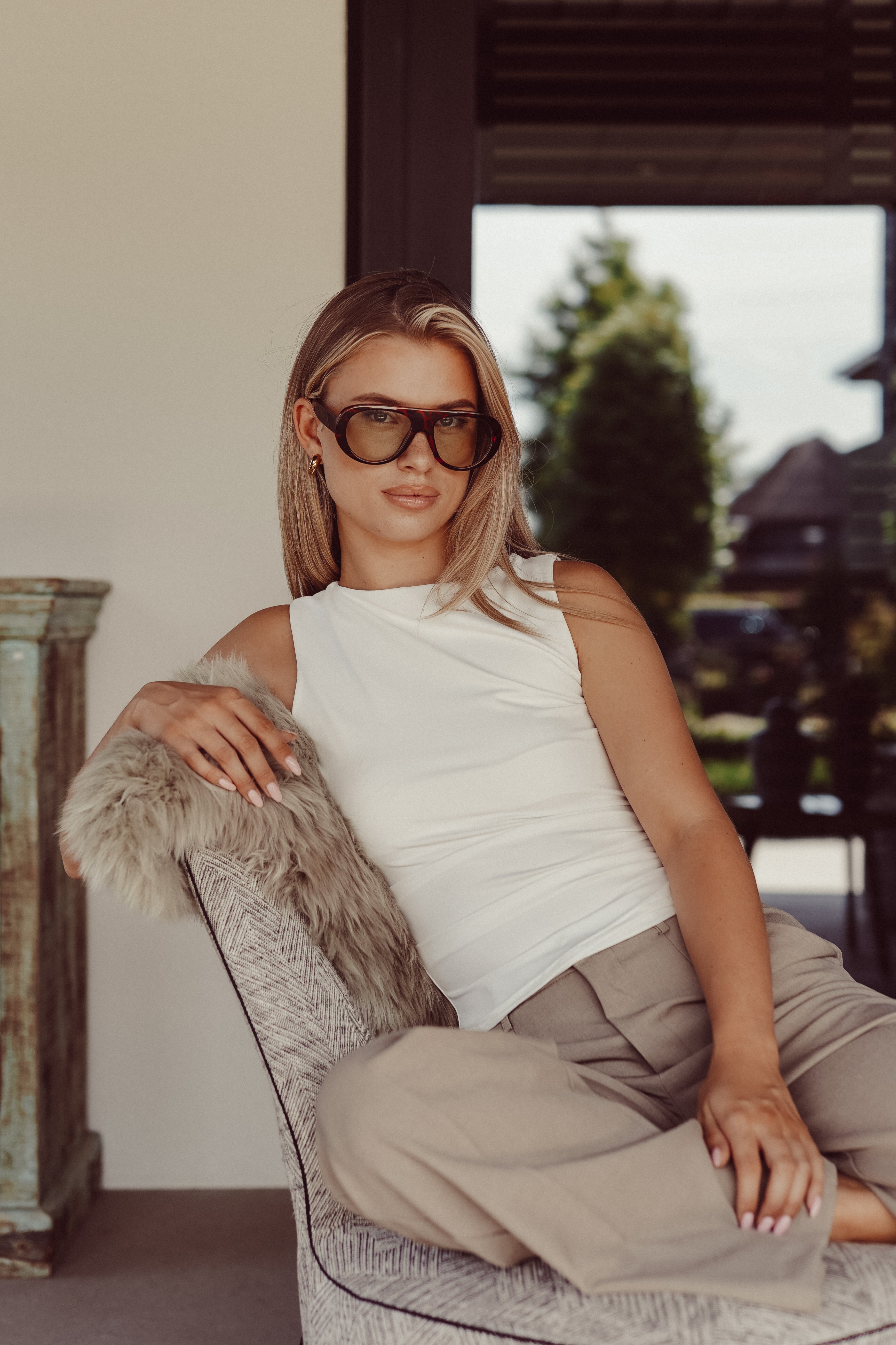 Oversized zonnebril afgerond tortoise - Chiara