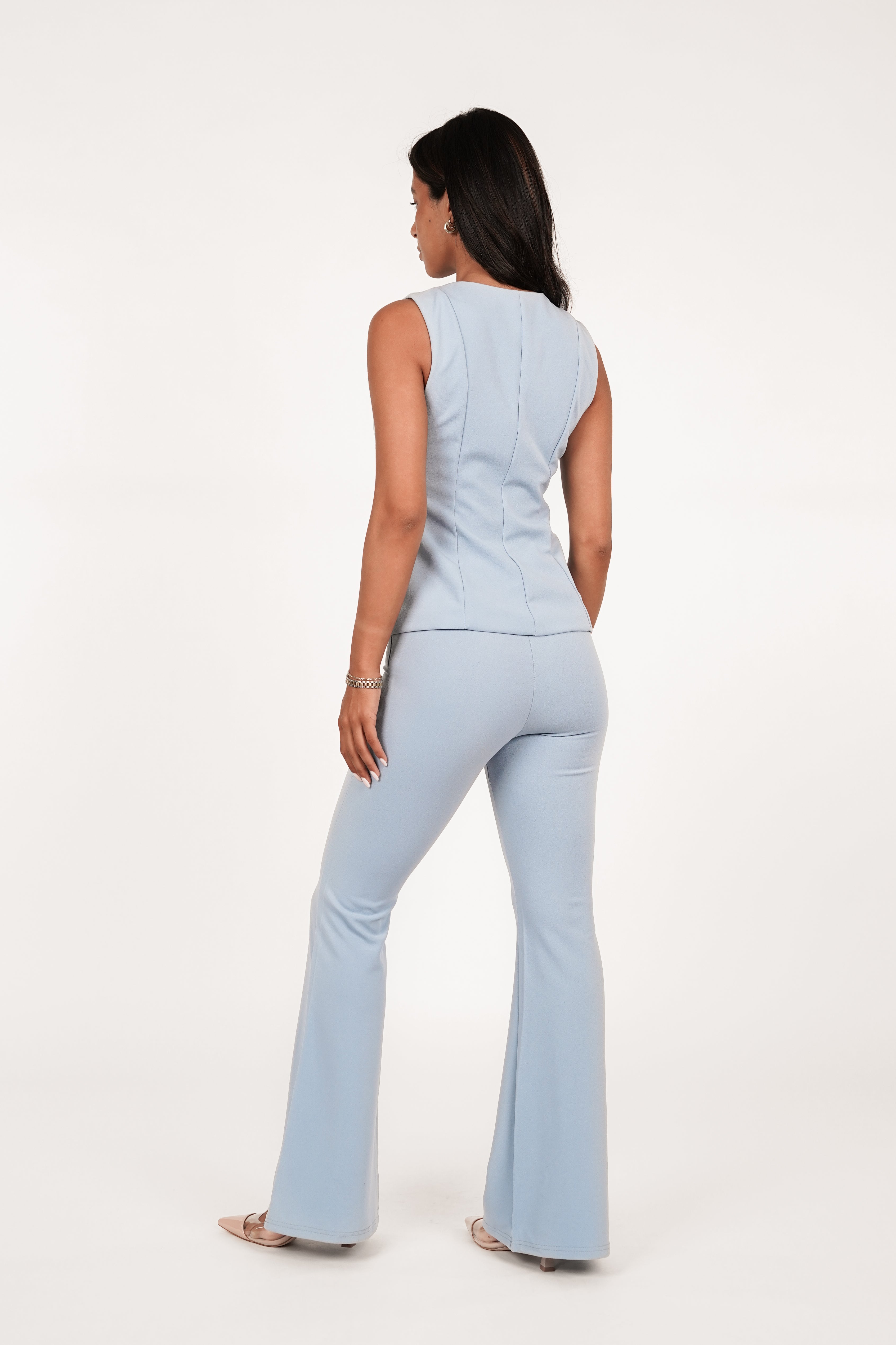 Flared pantalon met bies blauw - Poppy
