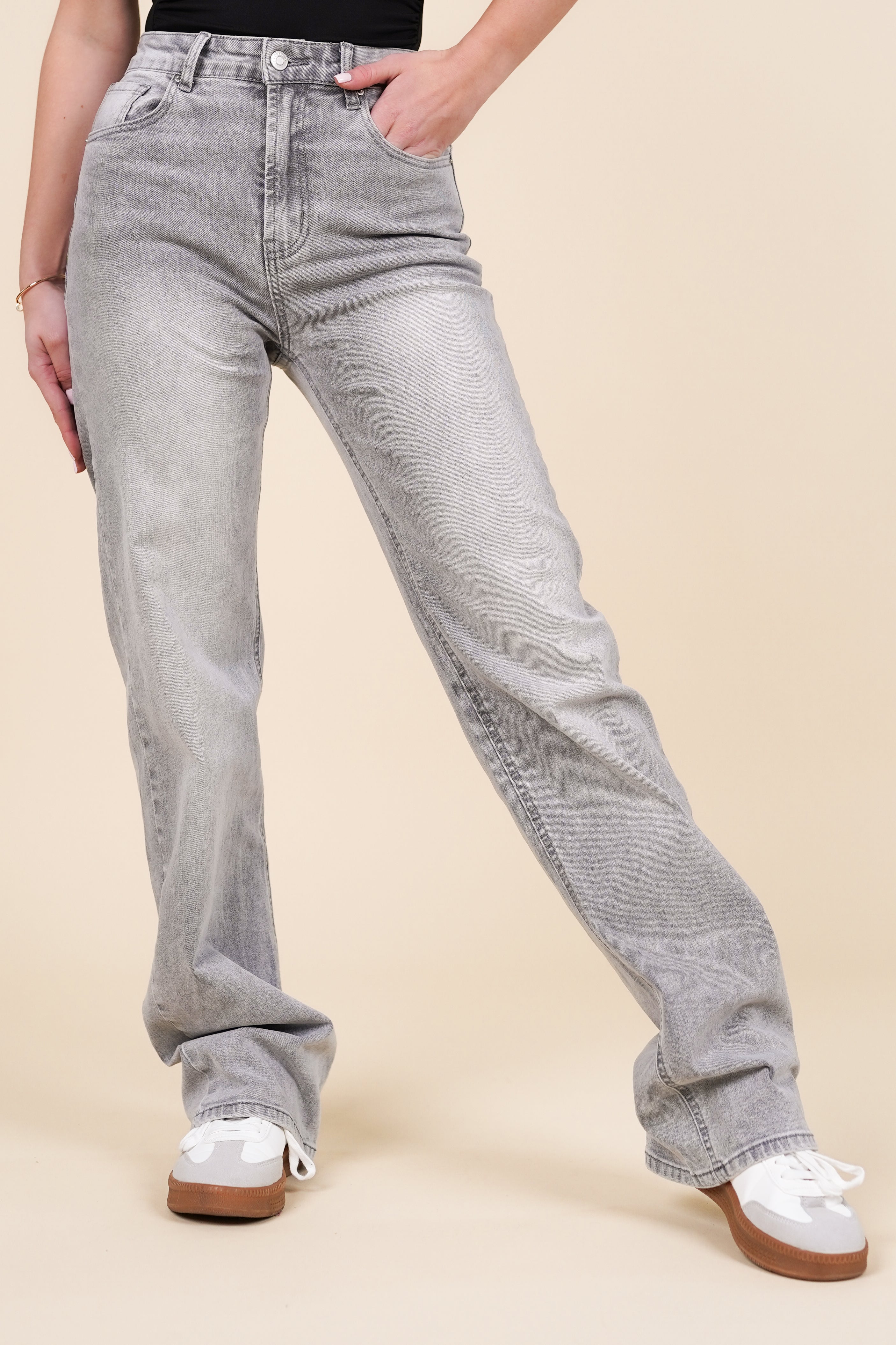 Straight leg jeans licht grijs - Nena