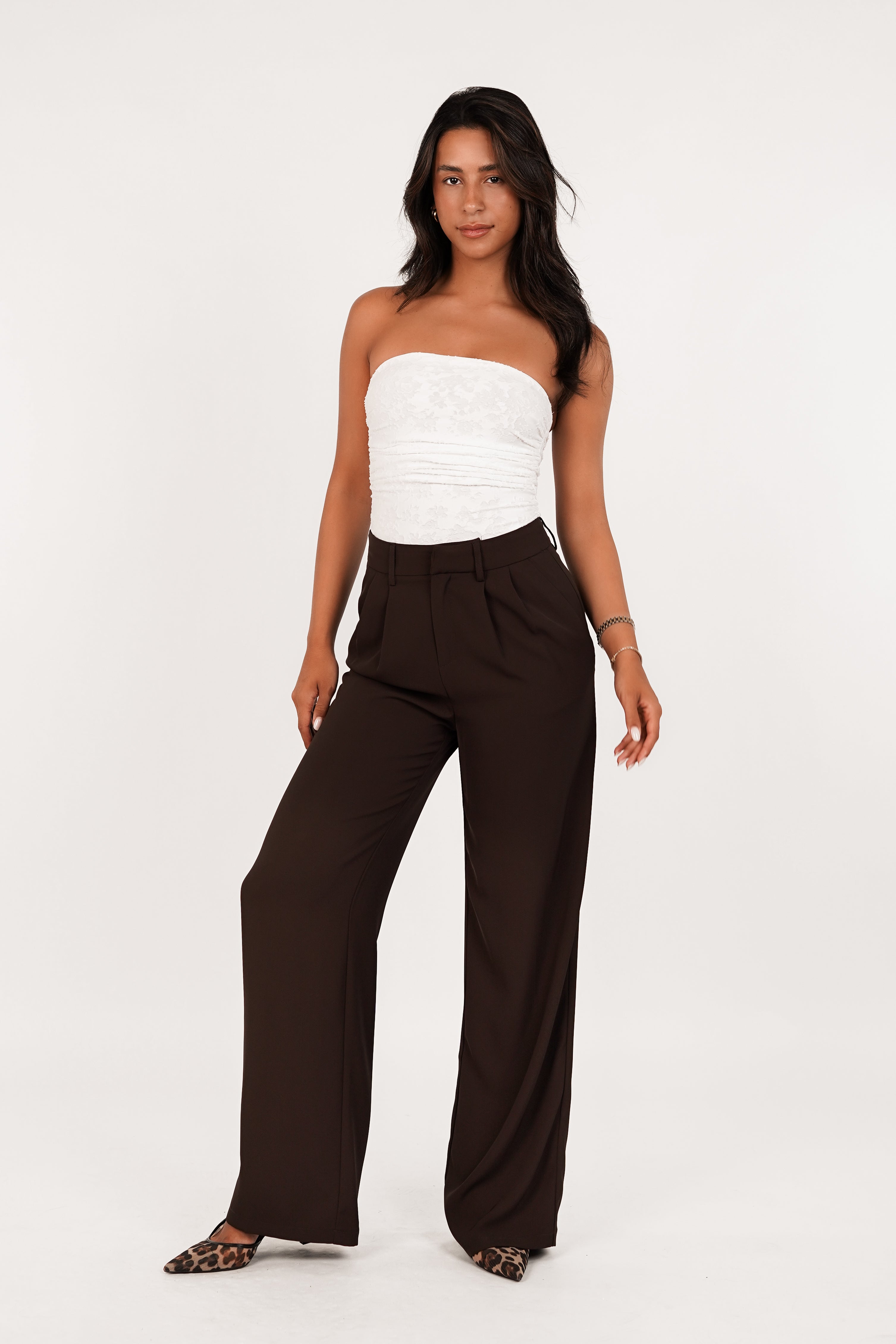 Dames pantalon donker bruin - Laure