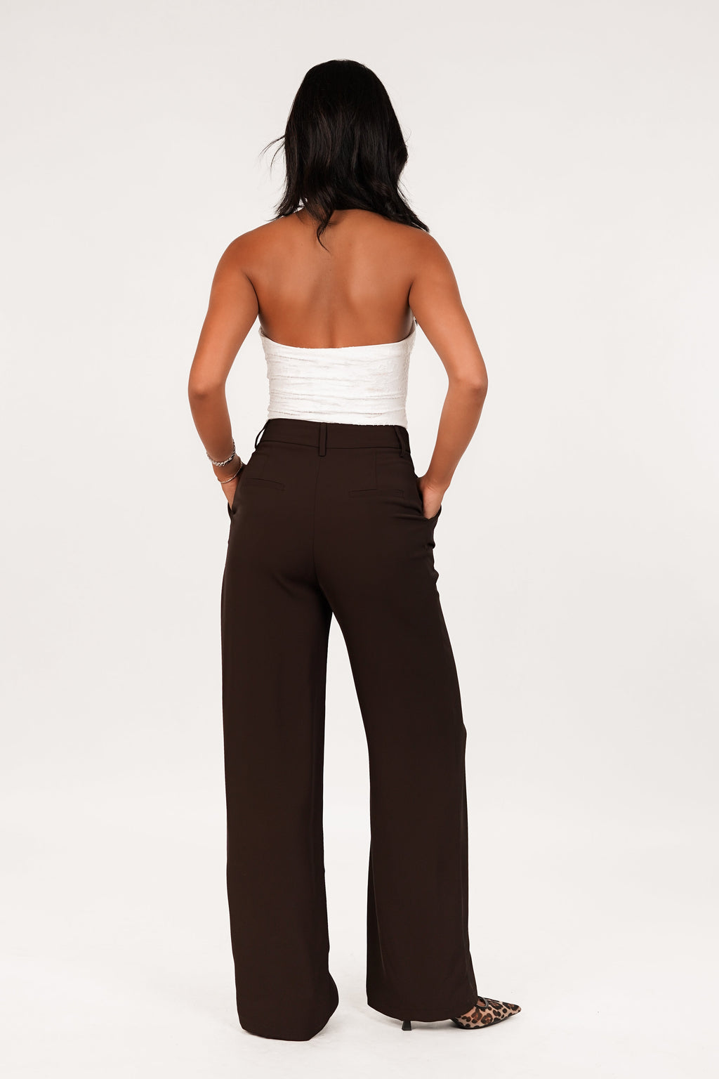Dames pantalon donker bruin - Laure