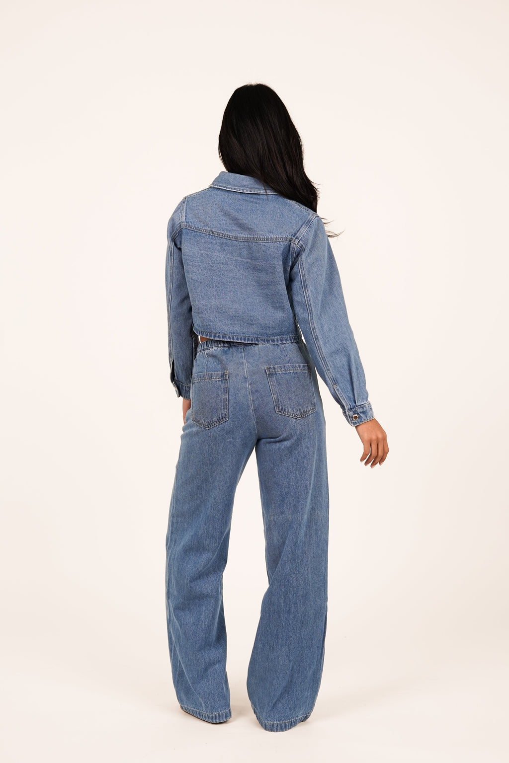 Tall wide leg denim jogger blauw - Freya