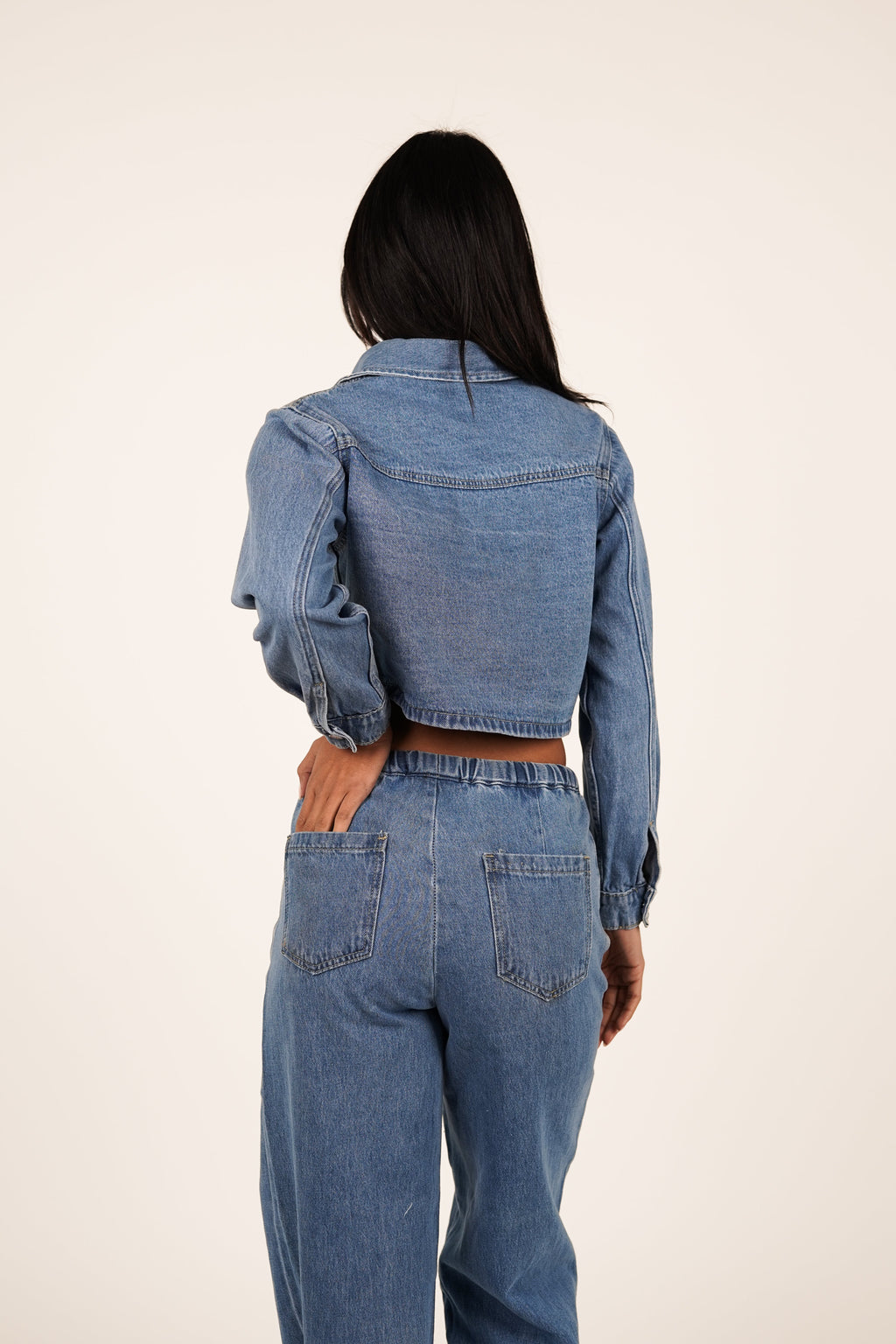 Tall wide leg denim jogger blauw - Freya