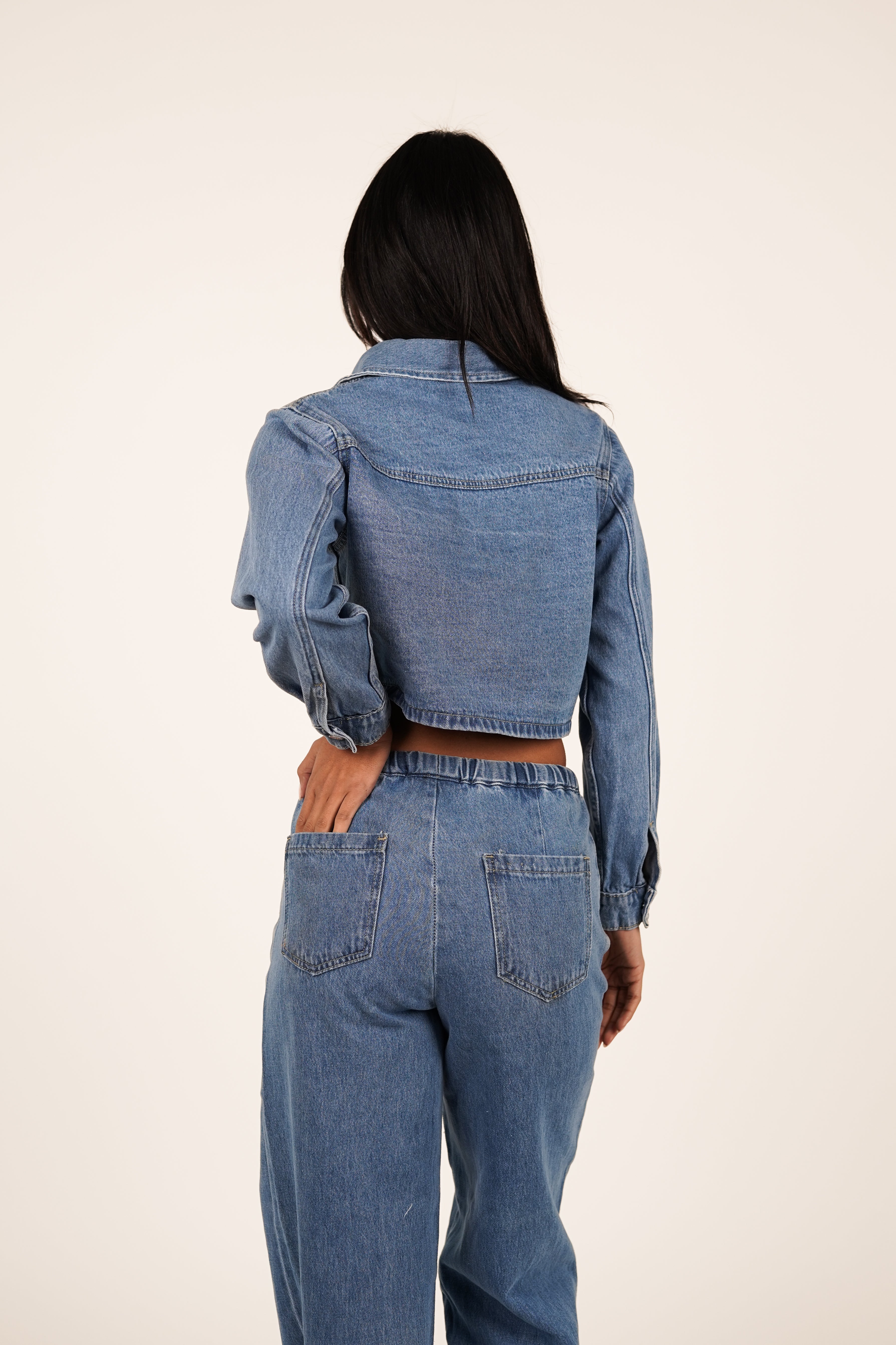 Tall wide leg denim jogger blauw - Freya