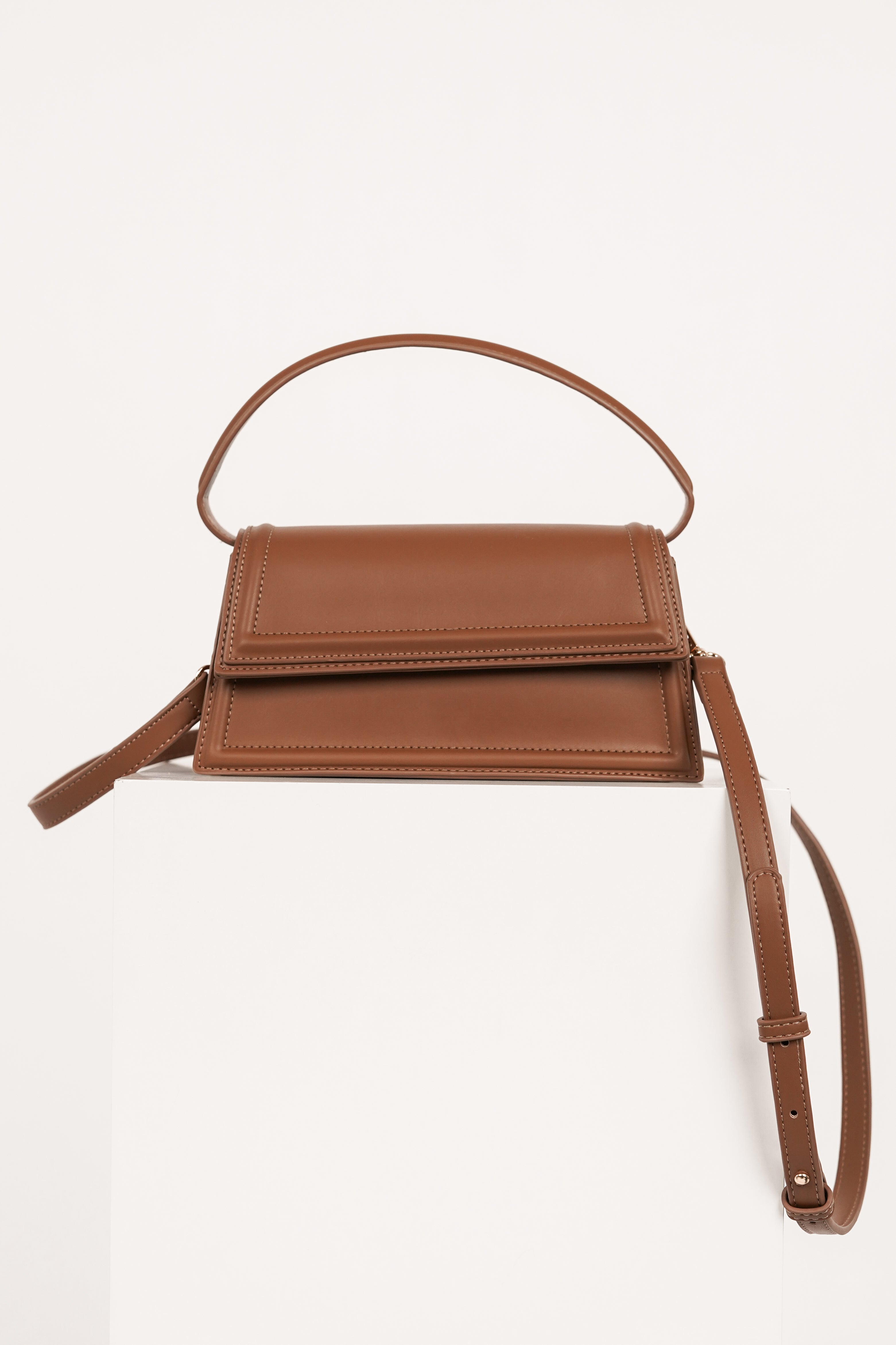 Handtas cognac met crossbody - Finley