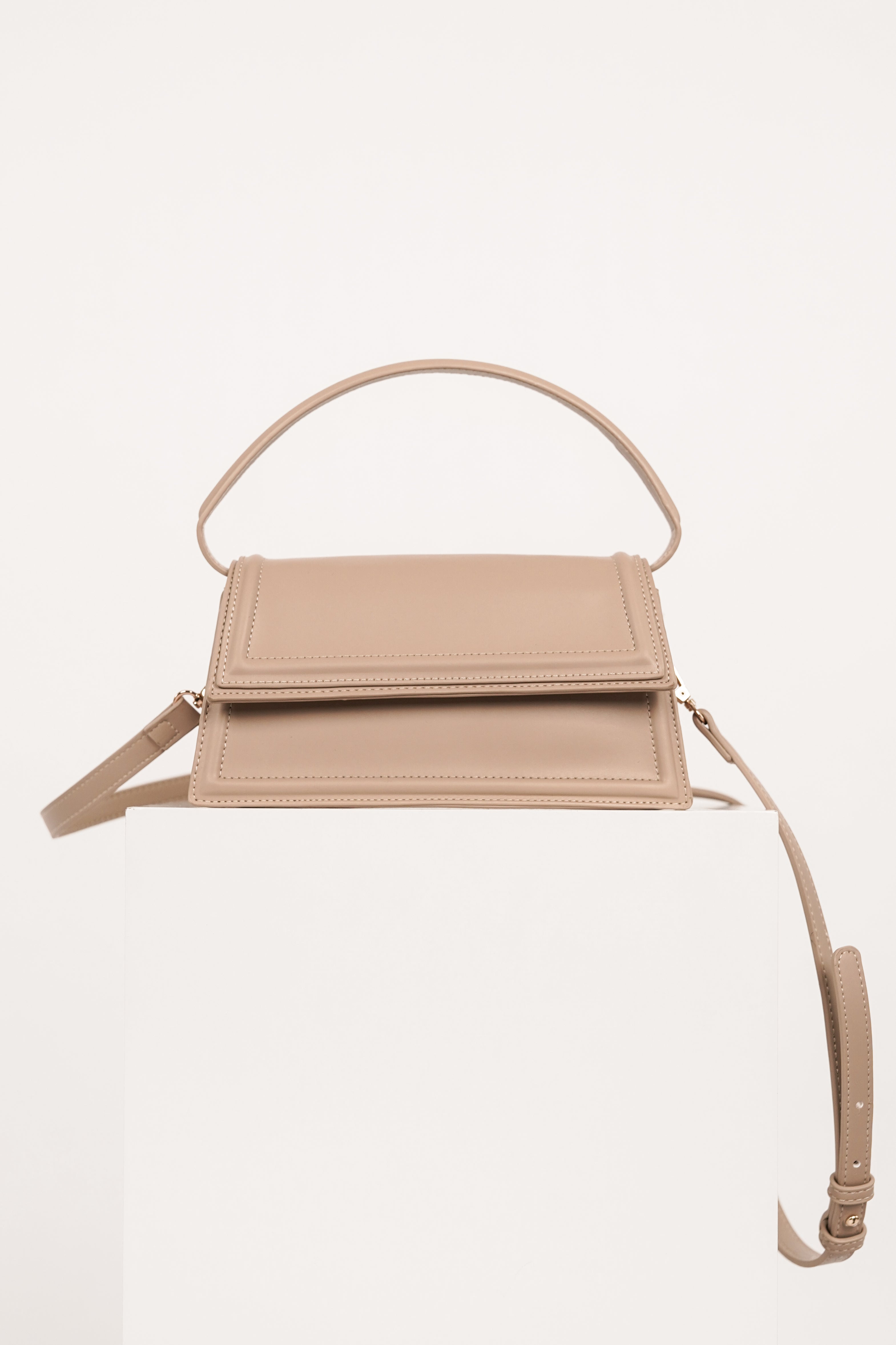 Handtas taupe met crossbody - Finley
