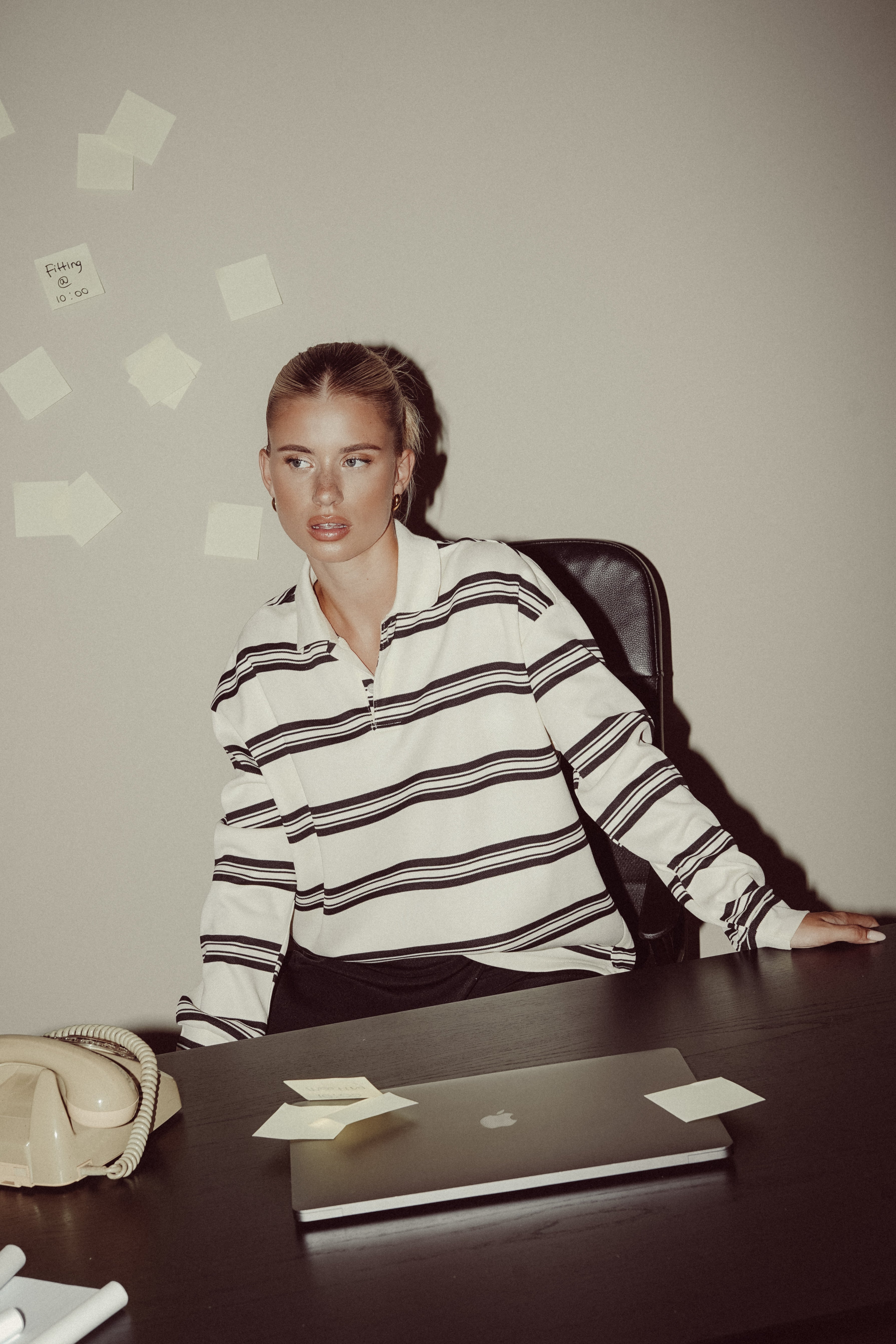 Oversized top met strepen beige - Robbie