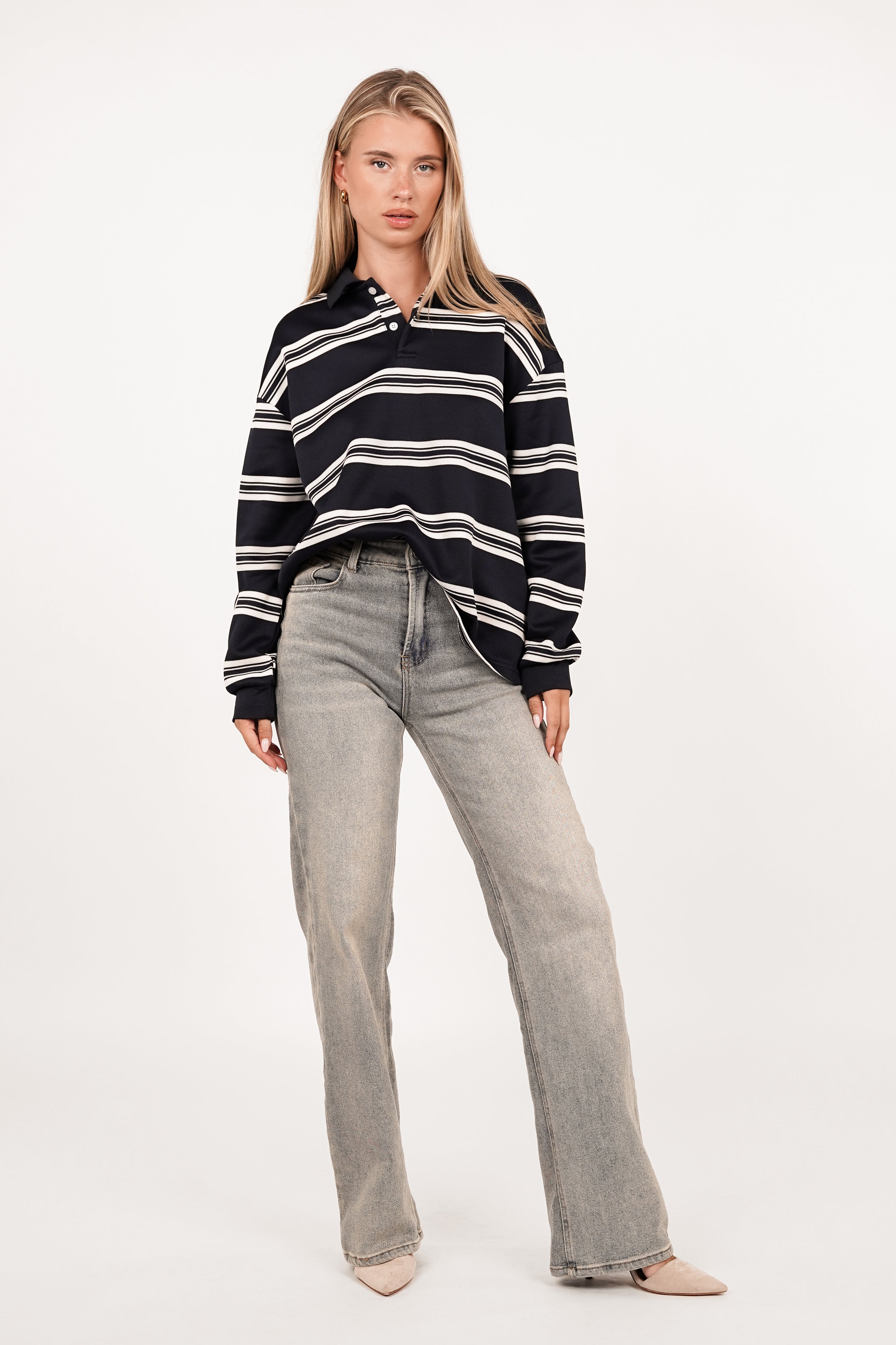 Oversized top met strepen blauw - Robbie