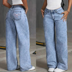 Denim Bow Wide Leg Jeans