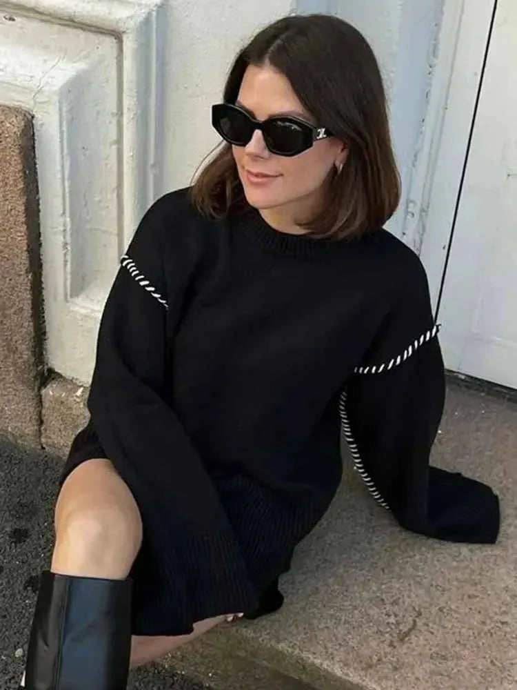 Pullover Knit Tie Sweater