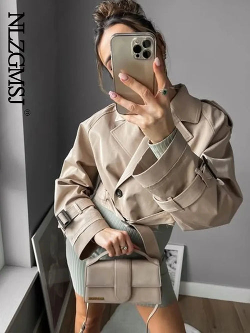 Belt Cropped Spring Jacket