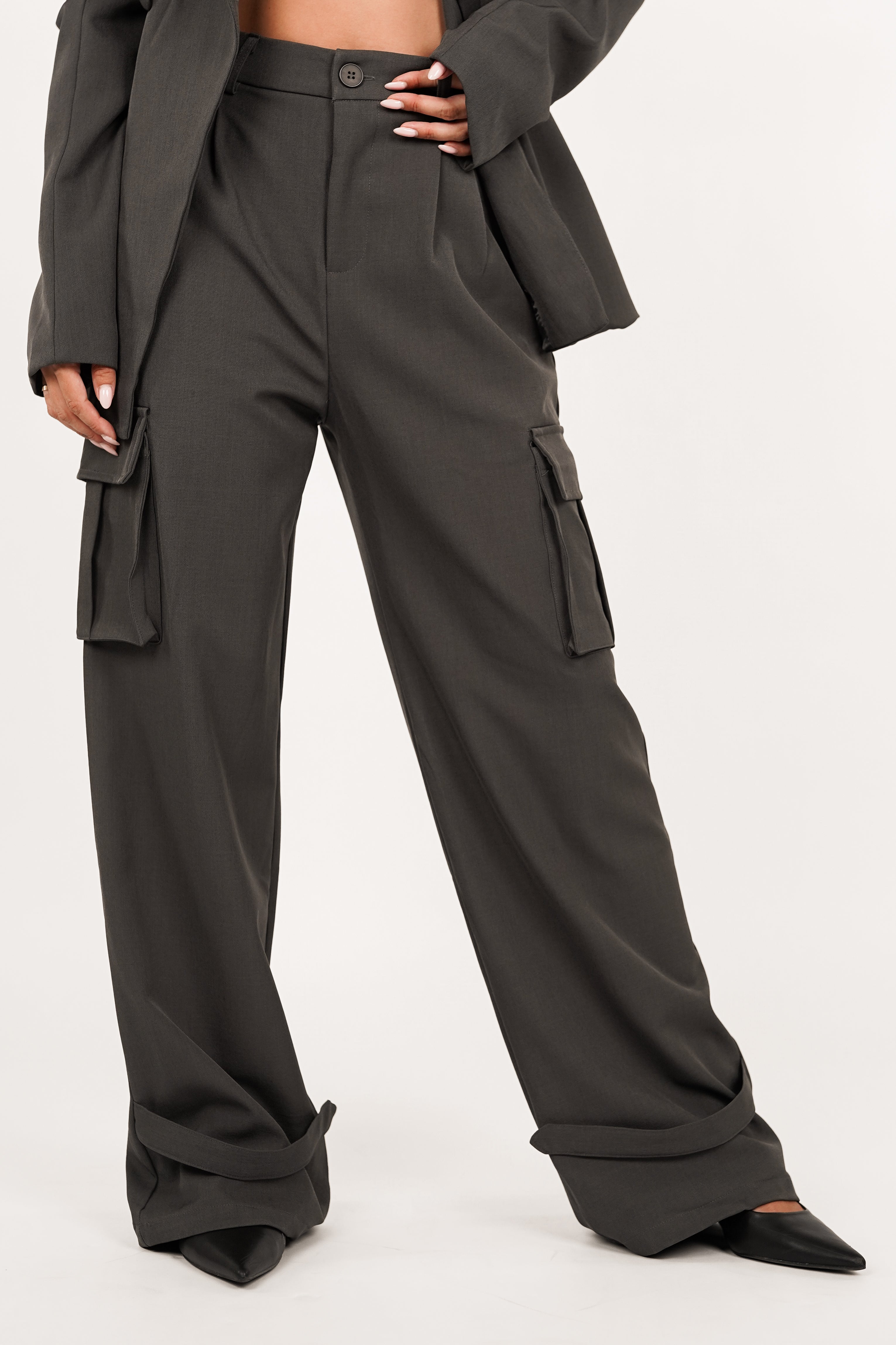 Two piece blazer set grijs - Eliza
