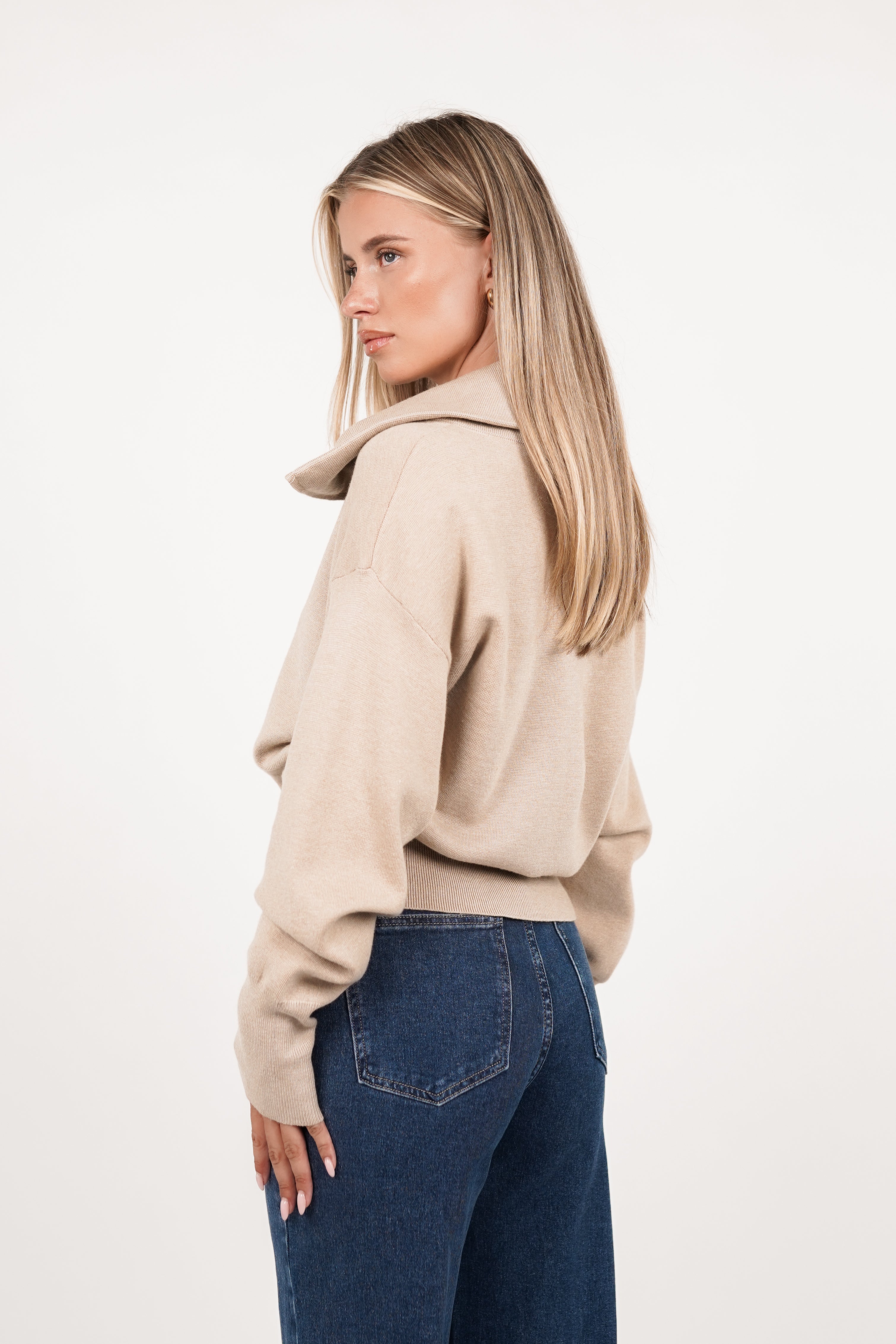 Vest met hoge boord beige - Mimi