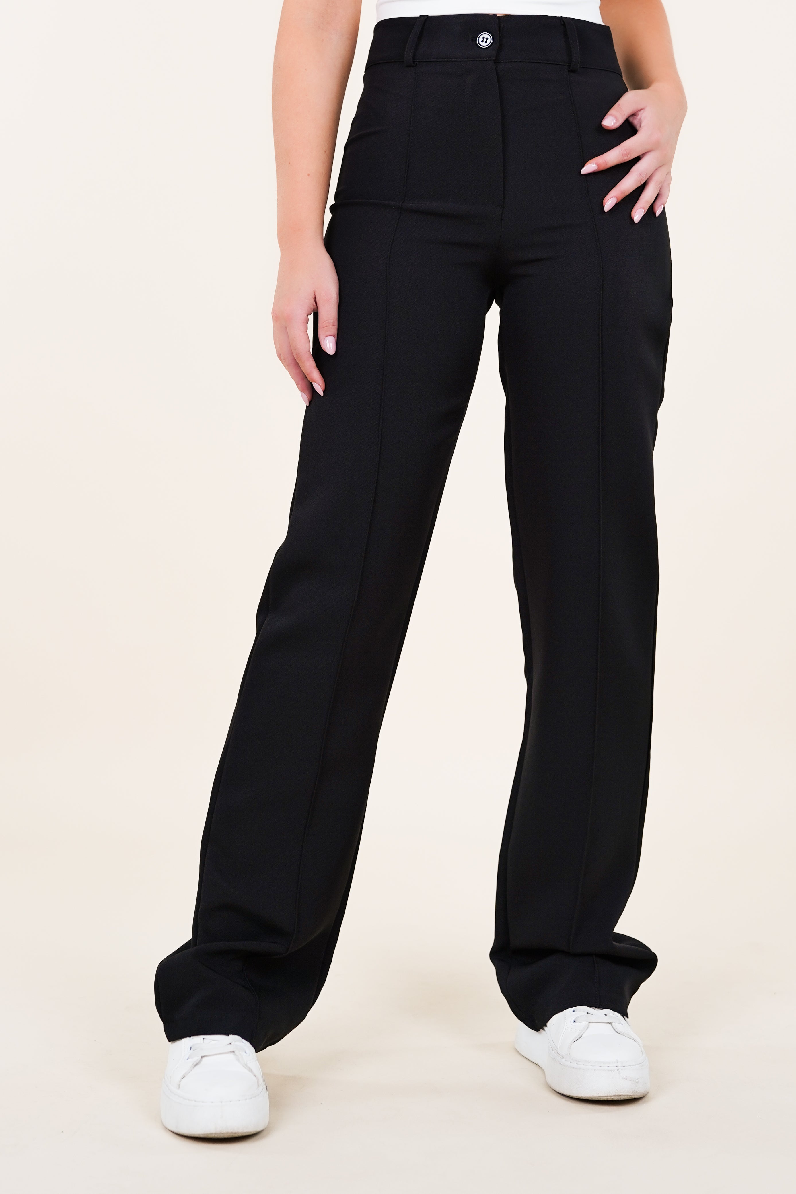 Zwarte pantalon dames met wijd model - Rachel